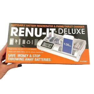 Renu-It Deluxe Disposable Battery Regenerator & Phone Charger Tablet Red NOS